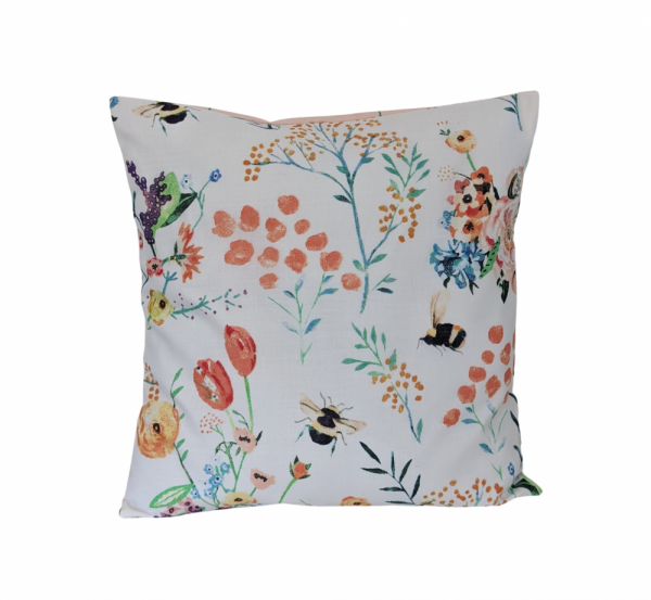 Bumble Bee Floral Cushion Cover 16''